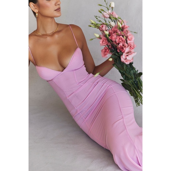 NEW House of CB Loren Pink Maxi Dress Large+ (XL) with Plus Cup - Picture 10 of 17